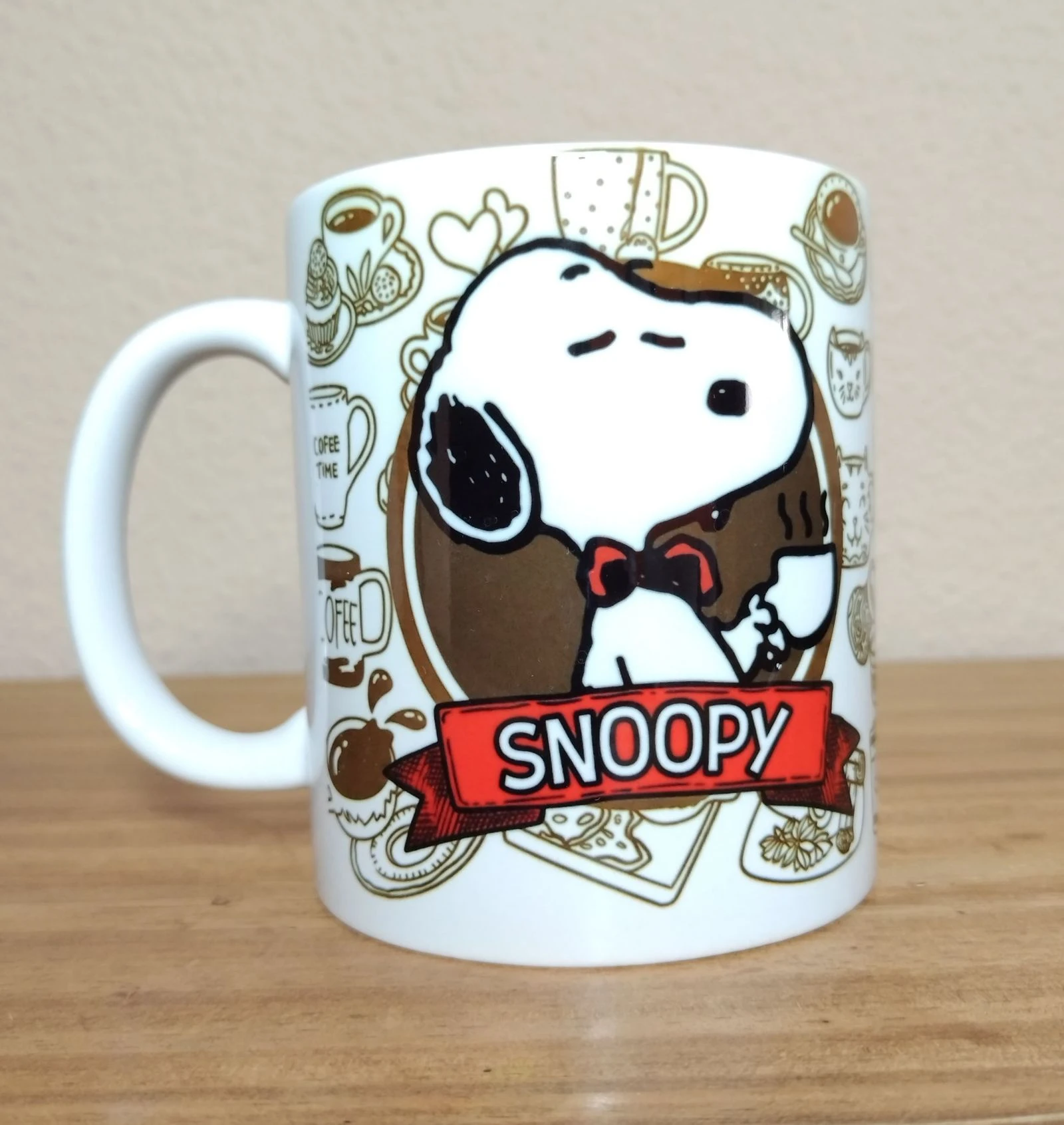 Taza de cerámica de Snoopy y frase. Sin estrenar. 11oz.